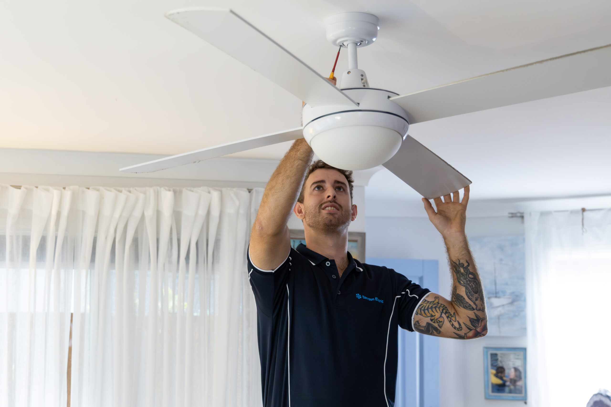 Dawson-119 Close up of ceiling fan installation